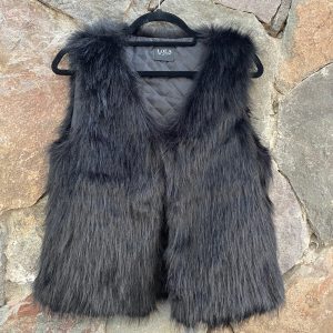 Chaleco sin mangas de Piel Negro