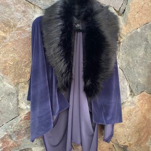 Tapado Lola Azul con cuello de piel Negro
